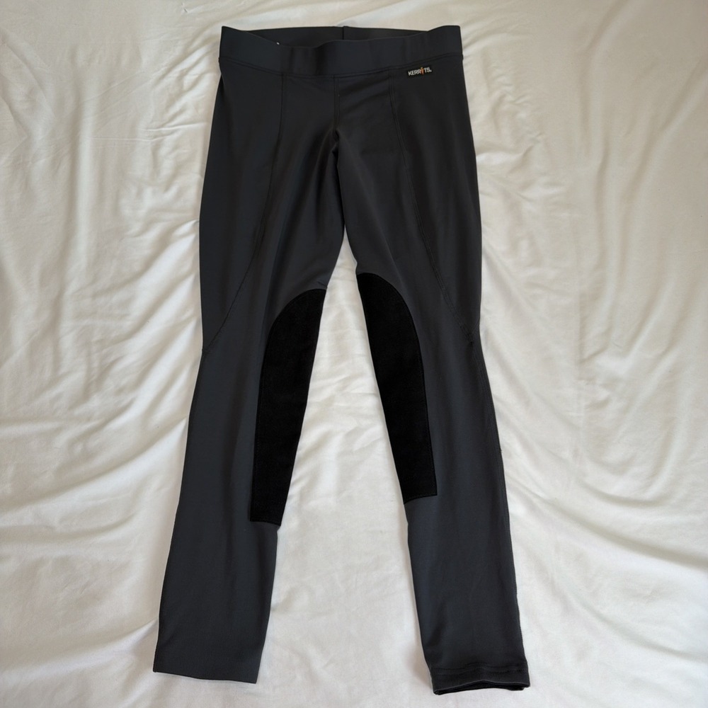 Kerrits Women's Breeches Grey Black Synthetic Suede Riding Pants Size L NWOT